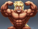  2016 abs anthro anthrofied biceps big_muscles blonde_hair equine fan_character glowing grin hair hi_res horse invalid_tag male mammal mane muscular muscular_male my_little_pony nude pecs pegasus pony ponyanony wings yellow_eyes 