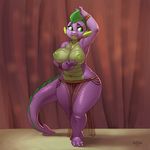  2016 anthro breasts crossgender dragon fangs female friendship_is_magic green_eyes inverted_nipples kevinsano my_little_pony nipples smile solo spike_(mlp) 
