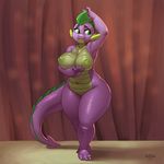  2016 anthro breasts crossgender dragon fangs female friendship_is_magic green_eyes inverted_nipples kevinsano my_little_pony nipples nude smile solo spike_(mlp) 