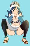  1girl bare_shoulders blue_eyes blue_hair breasts cleavage fairy_tail female juvia_loxar long_hair sandals smile thighhighs 