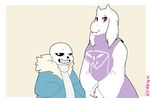  animated animated_skeleton bone boss_monster caprine clothing goat kissing mammal renrink sans_(undertale) skeleton toriel undead undertale video_games 