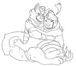  &lt;3 2016 buizel canine clothing dog duo eyes_closed fan_character growlithe hug line_art mammal monochrome mustelid nintendo on_lap open_mouth otter pok&eacute;mon ripparu rypparoo scarf smile video_games 