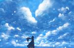  cloud dress from_behind highres long_hair original rain sakimori_(hououbds) sky sleeveless sleeveless_dress solo standing very_long_hair 