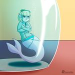  blonde_hair clothing crossed_arms fhantomhed grumpy hair lorelei_(monster_girl_gamu) marine merfolk monster_girl_gamu panties solo underwear water 