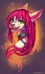  anthro collar fangs feline female looking_at_viewer lukiri mammal open_mouth simple_background smile solo teeth tongue 