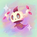  blue_eyes gen_6_pokemon hinasap leaf no_humans phantump pokemon pokemon_(creature) shiny_pokemon solo sparkle 