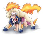  2016 absurd_res all_fours ambiguous_penetration ambris bestiality blue_eyes blue_hair blush boots breasts cleavage clothed clothing dawn_(pok&eacute;mon) doggystyle duo equine eyelashes eyes_closed female female_on_feral feral fire footwear from_behind_position hair half-closed_eyes hat hi_res hooves horn human human_on_feral interspecies long_hair male male/female male_penetrating mammal nintendo panties panties_down penetration pok&eacute;mon pok&eacute;philia rapidash scarf sex simple_background underwear video_games white_background 