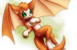  chest_tuft covering dust:_an_elysian_tail female fidget fur grass green_eyes kuropapu looking_at_viewer lying mammal membranous_wings nimbat on_back orange_fur smile solo tuft video_games white_fur wings 