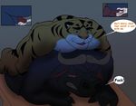  all_fours ball blush bovine buffalo cape_buffalo chief_bogo cum disney doggystyle eyes_closed feline from_behind_position jking1200_(artist) male male/male mammal muscular nude penis sex table teeth tiger zootopia 