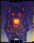  canine drooling fangs feral glowing glowing_eyes looking_at_viewer lukiri male mammal open_mouth saliva simple_background solo teeth wolf 