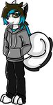  anthro canine clothing fan_character hands_in_pockets jacket lagomorph mammal profile simple_background tongue tongue_out tundra_wolf valice_eve wolf xenny 
