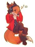 alpha_channel anthro canine clothed clothing eyes_closed fox headphones lukiri male mammal simple_background smile solo transparent_background 