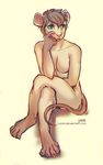  anthro breasts crossed_legs featureless_breasts female looking_at_viewer lukiri mammal mouse nude rodent simple_background sitting solo white_background 