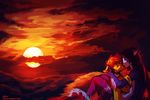  anthro canine cloud collar duo eyes_closed feline female kissing lukiri male male/female mammal nude outside sitting sunset tongue tongue_out 