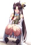  :d bad_id bad_twitter_id black_hair blue_eyes blue_panties detached_sleeves fate/grand_order fate_(series) jizou long_hair open_mouth panties shijiu_(adamhutt) smile solo squatting statue underwear ushiwakamaru_(fate/grand_order) 