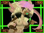  2016 5_finger anthro blush breasts brown_fur digital_media_(artwork) ear_piercing female flamyphantom1 fur hair hi_res looking_at_viewer mammal open_mouth piercing rat rodent simple_background smile solo standing teeth text tongue undertale video_games 