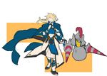  absurdres blonde_hair cape crossover escavalier gen_5_pokemon guilty_gear guilty_gear_xrd highres ky_kiske long_hair makai pokemon pokemon_(creature) ponytail 