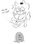  :3 anthro big_breasts black_and_white bow breasts cat cleavage clothed clothing english_text feline female gats gravestone hand_on_breast huge_breasts human male mammal monochrome sugar_(gats) sweat sweatdrop text 