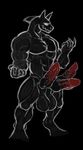  2016 abs animal_genitalia anthro balls biceps big_muscles big_penis digital_media_(artwork) erection goo knot male multi_penis muscular nude pecs penis pinup pose presenting sheath simple_background solo standing the_final_boss_(character) thefinalboss translucent uncut vein veiny_penis 