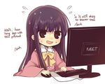  @_@ black_hair computer dress english flying_sweatdrops hime_cut houraisan_kaguya keyboard_(computer) long_hair monitor mouse_(computer) open_mouth pink_dress ringed_eyes sitting sketch solo sweatdrop touhou truth upper_body wavy_mouth wide_sleeves yuli_(yulipo) 