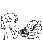 bowl cub earth_pony emerald_jewel(colt_quest) equine eyes_closed fan_character female ficficponyfic food horse male mammal my_little_pony pony young 