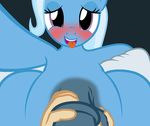  2016 absurd_res badumsquish ball_fondling balls blush dickgirl duo equine feral first_person_view fondling friendship_is_magic hair hi_res horse intersex looking_at_viewer mammal my_little_pony open_mouth penis pony simple_background solo_focus tongue tongue_out trixie_(mlp) 