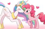  blue_eyes cutie_mark duo earth_pony equine feathered_wings feathers female feral friendship_is_magic fur hair horn horse mammal multicolored_hair my_little_pony pink_hair pinkie_pie_(mlp) pony princess_celestia_(mlp) ryuu_(artist) unicorn white_feathers winged_unicorn wings 