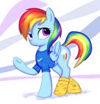  blue_feathers clothed clothing cutie_mark equine feathered_wings feathers female feral friendship_is_magic fur hair horse kas92 legwear mammal multicolored_hair my_little_pony pegasus pony rainbow_dash_(mlp) rainbow_hair shirt socks solo wings 