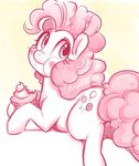  blush cupcake cutie_mark earth_pony eating equine female feral food friendship_is_magic glacierclear hair horse looking_back mammal my_little_pony pink_hair pinkie_pie_(mlp) pony smile solo 