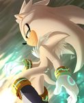  anthro black_nose boots clothing footwear fur gloves hedgehog hi_res male mammal myly14 silver_the_hedgehog solo sonic_(series) white_fur yellow_eyes 