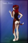  anthro butt canine female looking_at_viewer looking_back mammal nude sierraex simple_background solo standing 