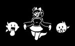  black_and_white bow breasts eyelashes female ghost group hair male marina_(noill) monochrome o-den open_mouth smile spirit tongue tongue_out undertale video_games 