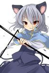  animal_ears brown_eyes capelet grey_hair highres mikan_(ama_no_hakoniwa) mouse_ears mouse_tail nazrin pinky_out short_hair slit_pupils smile smirk solo tail touhou tsurime 