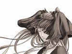  closed_eyes flower hair_flower hair_ornament hane_wa_nai_kedo_watashi_wa_toberu_(vocaloid) hatsune_miku long_hair medieval monochrome portrait rose sepia simple_background solo twintails veil vocaloid watari_taichi 