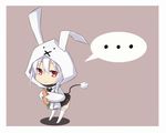  1girl animal_ears binsen bunny_ears carrot hood hoodie original red_eyes shadow simple_background skirt solo speech_bubble spoken_ellipsis thighhighs white_hair zettai_ryouiki 