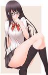  alternate_breast_size asobi_ni_iku_yo! bad_id bad_pixiv_id black_hair futaba_aoi_(asobi_ni_iku_yo!) glasses green_eyes long_hair panties pantyshot pantyshot_(sitting) ribbon shokuyou_mogura sitting solo thighs underwear upskirt very_long_hair white_panties 