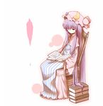  book chair crescent daitai_konna_kanji full_body hat long_hair patchouli_knowledge purple_hair reading red_eyes sitting solo touhou very_long_hair 