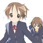  bad_id bad_pixiv_id brown_eyes brown_hair core_(mayomayo) food food_in_mouth hirasawa_ui hirasawa_yui k-on! late_for_school mouth_hold multiple_girls ponytail school_uniform short_hair siblings sisters toast toast_in_mouth 