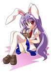  animal_ears bad_id bad_pixiv_id bunny_ears chopsticks eating food long_hair necktie noodles panties pantyshot pantyshot_(sitting) purple_hair red_eyes red_neckwear reisen_udongein_inaba shinjitsu sitting solo striped striped_panties thighhighs touhou underwear very_long_hair white_legwear 