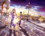  aika_granzchesta alice_carroll amano_kozue aria blue_hair boots closed_eyes cloud gondola green_eyes green_hair high_heels lamppost long_sleeves mizunashi_akari multiple_girls pantyhose pink_hair shoes sky smile table venezia wallpaper 