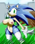  2016 anthro areola big_breasts breasts crossgender erect_nipples female hedgehog huge_breasts jaynatorburudragon mammal nipples nude pussy solo sonic_(series) sonic_the_hedgehog 