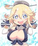  alternate_hair_length alternate_hairstyle blonde_hair blue_eyes breasts cleavage elbow_gloves error fingerless_gloves gloves headgear iowa_(kantai_collection) kantai_collection large_breasts short_hair solo star star-shaped_pupils symbol-shaped_pupils tsukko_(3ki2ne10) 