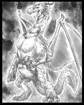  aggrobadger claws dragon erection horn invalid_tag male monochrome muscular nude open_mouth penis reptile scalie solo transformation wings 