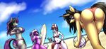  2015 amber_steel anthro anthrofied aura_spark bikini breasts butt cleavage clothed clothing cutie_mark equine fan_character horn mammal metalfoxxx my_little_pony skuttz_(oc) splitsy surfboard swimsuit unicorn 