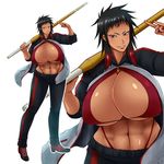  abs black_hair cilica huge_breasts red_eyes 