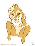  anthro bedroom_eyes blush breasts brown_eyes chip_&#039;n_dale_rescue_rangers chipmunk clarice disney female flower half-closed_eyes joe_randel looking_at_viewer mammal nipples nude plant pose presenting presenting_pussy pussy rodent seductive smile solo spread_legs spreading 