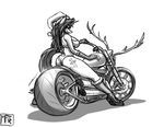  2015 amber_steel anthro antlers bikini boots breasts butt christmas cleavage clothed clothing cutie_mark equine fan_character female footwear hat holidays horn mammal metalfoxxx monochrome motorcycle my_little_pony santa_hat sketch solo swimsuit unicorn 