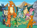  2016 aliasing ambiguous_gender anthro balls blue_eyes buizel butt canine charizard charmander claws clothed clothing detailed_background digital_media_(artwork) dragon eeveelution eyes_closed feline female feral fire fur grass group grumpyvulpix happy hi_res horn lucario male mammal membranous_wings meowth multi_tail multicolored_fur nervous nidorina nintendo nude open_mouth outside pants pants_down partially_clothed partially_retracted_foreskin paws peeing penis pink_fur pok&eacute;mon pussy quilava red_eyes reptile rhydon scalie signature smile snivy standing sweat sylveon teeth tongue tongue_out two_tone_fur uncut urine urine_pool video_games white_fur wings 