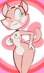  2016 anthro breasts cat csw1661 digital_media_(artwork) erect_nipples feline female fur jewelry mammal multicolored_fur navel necklace nipples nude open_mouth pink_fur pussy shima_luan simple_background smile solo standing super_planet_dolan teeth two_tone_fur white_fur 