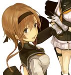  :d adjusting_clothes adjusting_gloves akizuki_(kantai_collection) black_eyes blush braid breasts brown_hair commentary_request gloves hairband holster kantai_collection kazabana_fuuka long_hair looking_at_viewer medium_breasts miniskirt multiple_girls neckerchief open_mouth pleated_skirt school_uniform serafuku skirt smile solo_focus teruzuki_(kantai_collection) thigh_holster twin_braids upper_body white_gloves white_skirt 